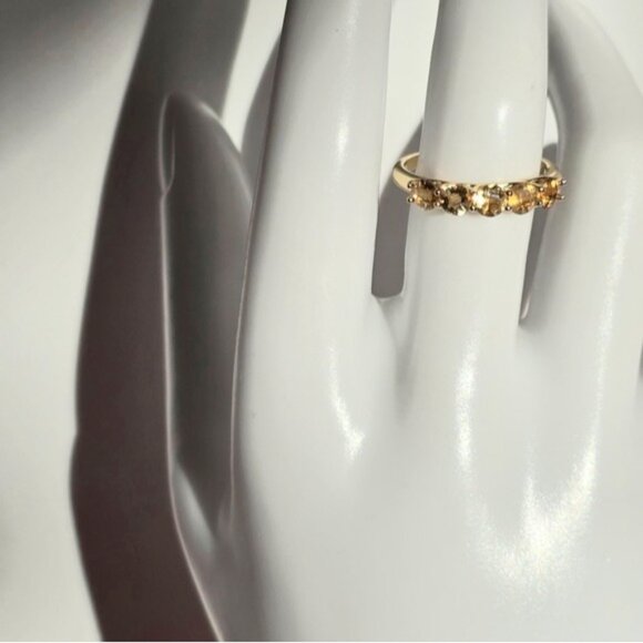 925 Sterling Silver Ring with Natural Citrine 4x4mm Gemstone - Picture 4 of 11